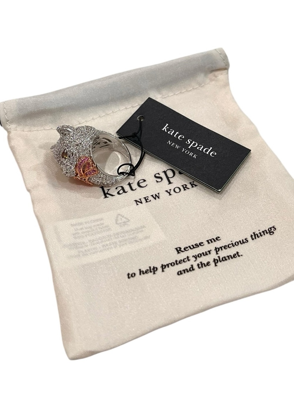 Kate Spade RARE SOLD OUT Pawlina Cocktail Ring With Dusty NWT Size 5 - Picture 9 of 9